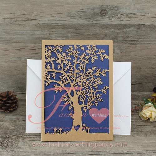 Gold Laser Cut Tree Wedding Invitation Online Australia